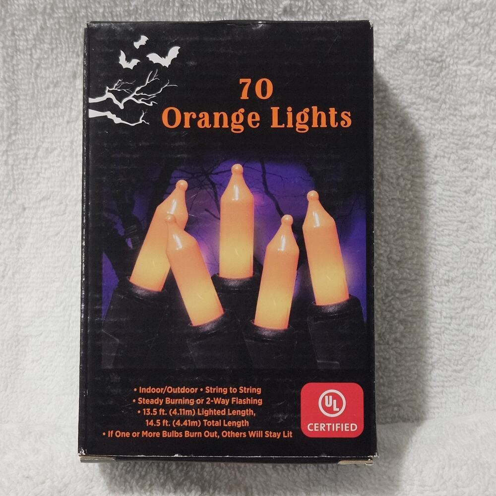 70 Orange Halloween String Lights 14.5 Ft Indoor Outdoor Untested